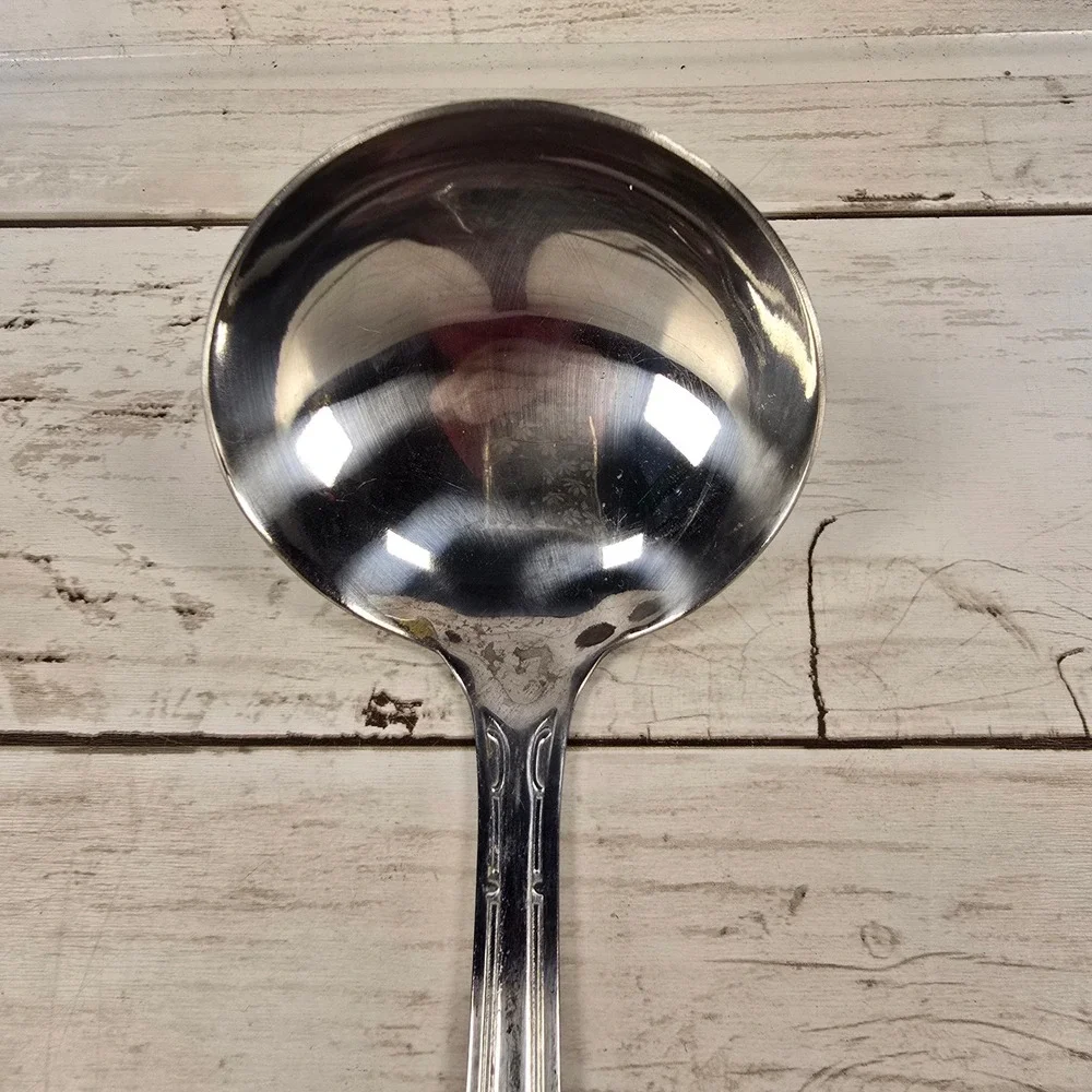 Spoonful of Comfort Stainless Steel Soup Ladle Silver Engraved Scroll Handle
